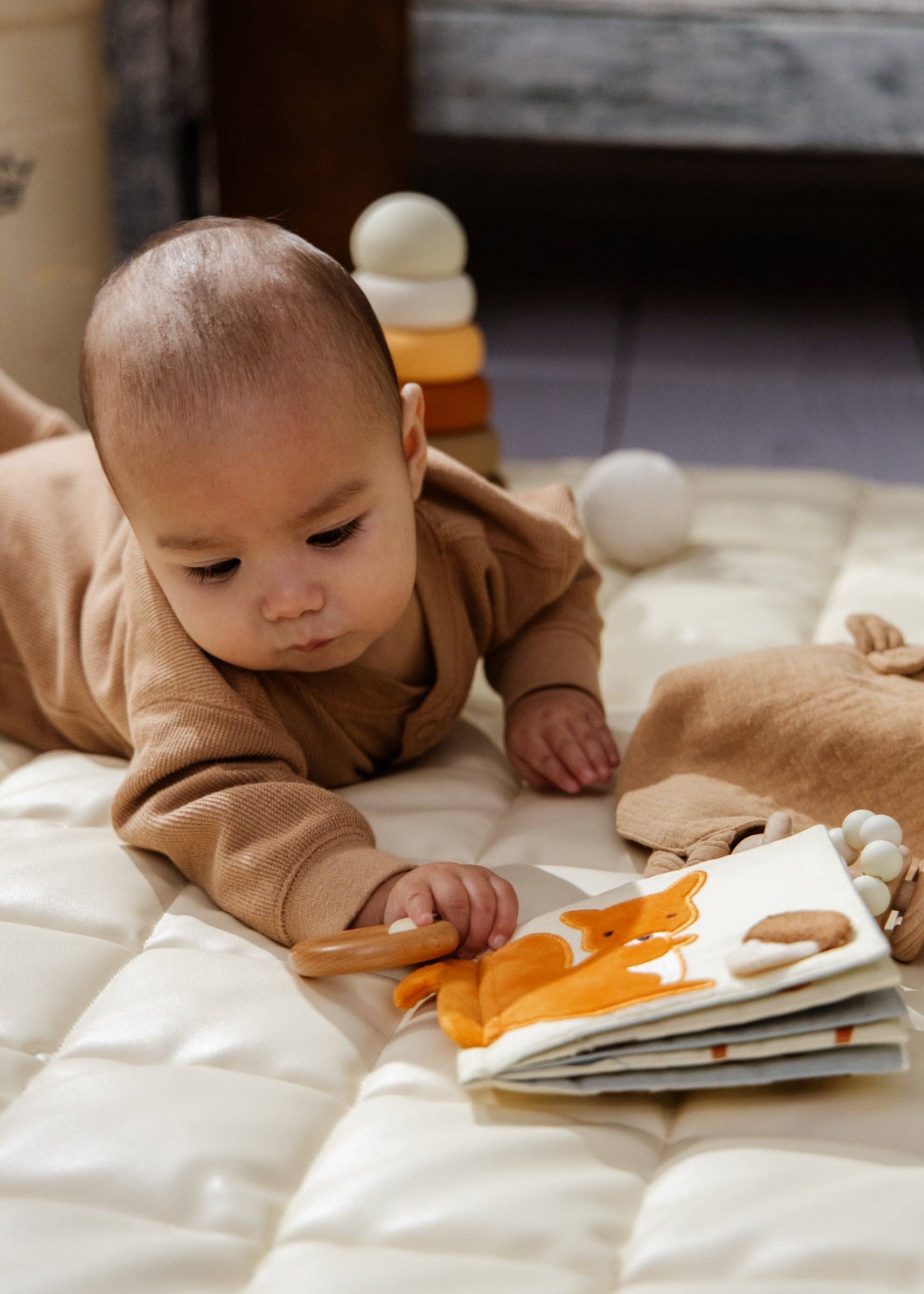 Baby First Toys Gift Box | With rattle, sensory book and stackable toys