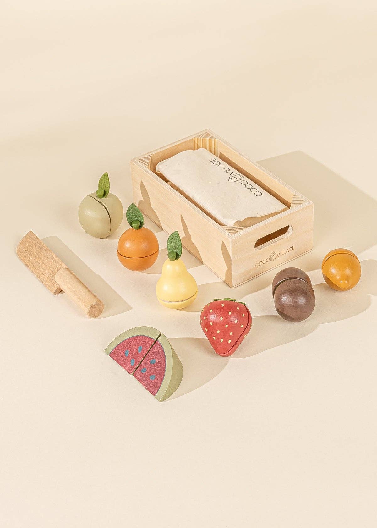 Wooden Fruit Playset | Market set with 7 wooden fruits