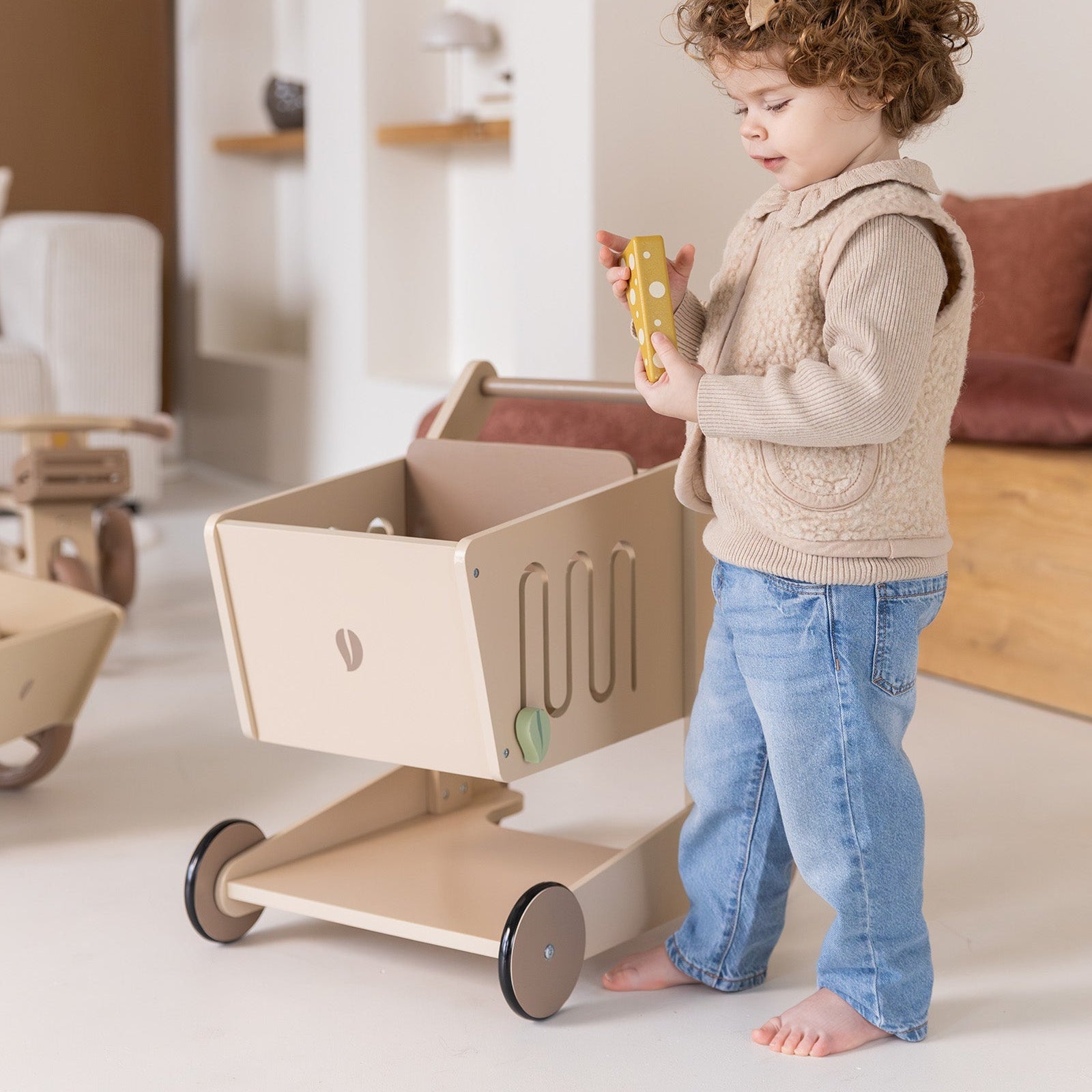 Babiem® Oliver Walker | Wooden shopping cart with accessories