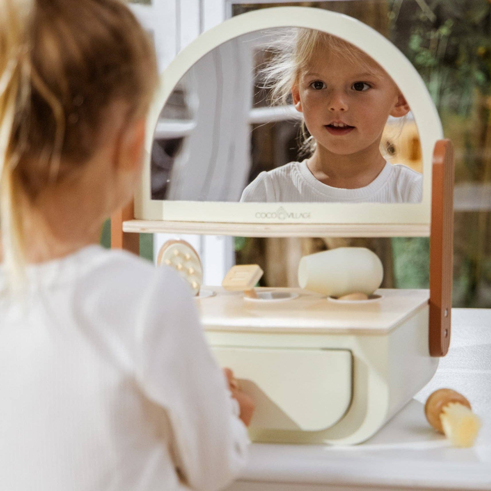 Houten Beauty Salon | Stylistenset met föhn, schaar en kappersaccessoires