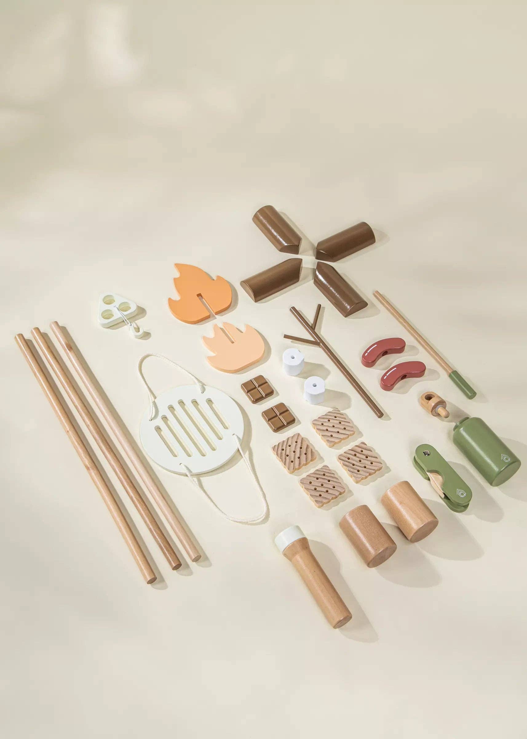 Houten Camping Speelset | Met kampvuur, marshmallows en kampeerbenodigdheden