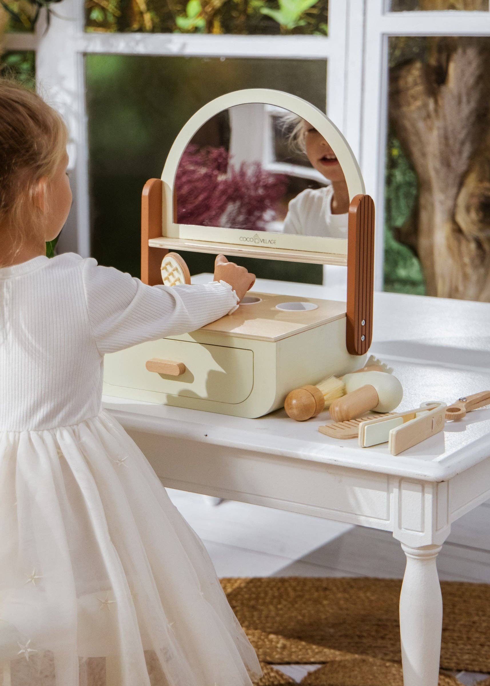 Houten Beauty Salon | Stylistenset met föhn, schaar en kappersaccessoires