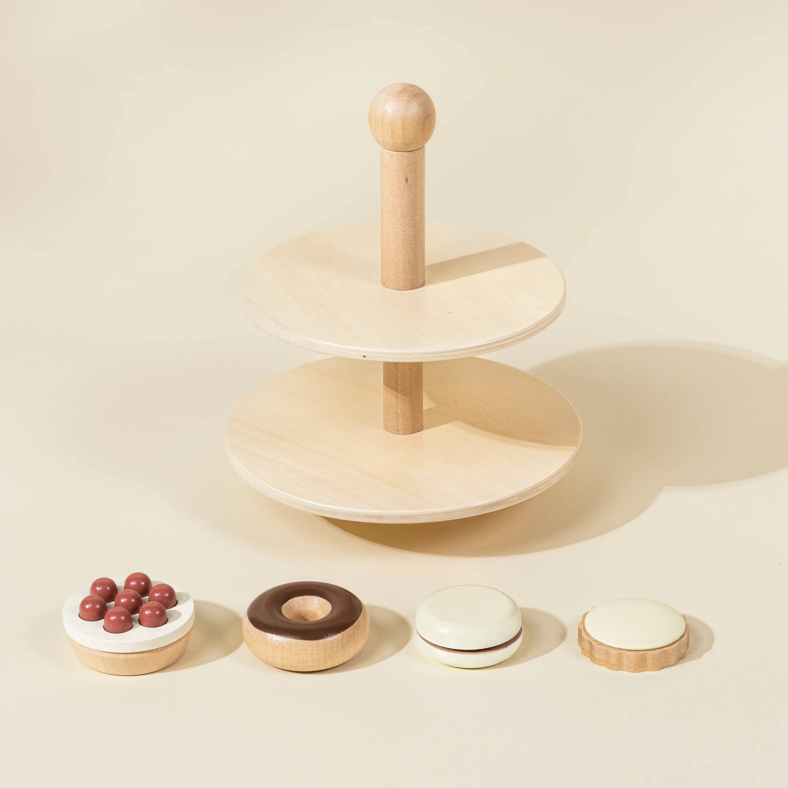 Houten Desserttoren | Speeltoren met 8 kleurrijke zoete lekkernijen