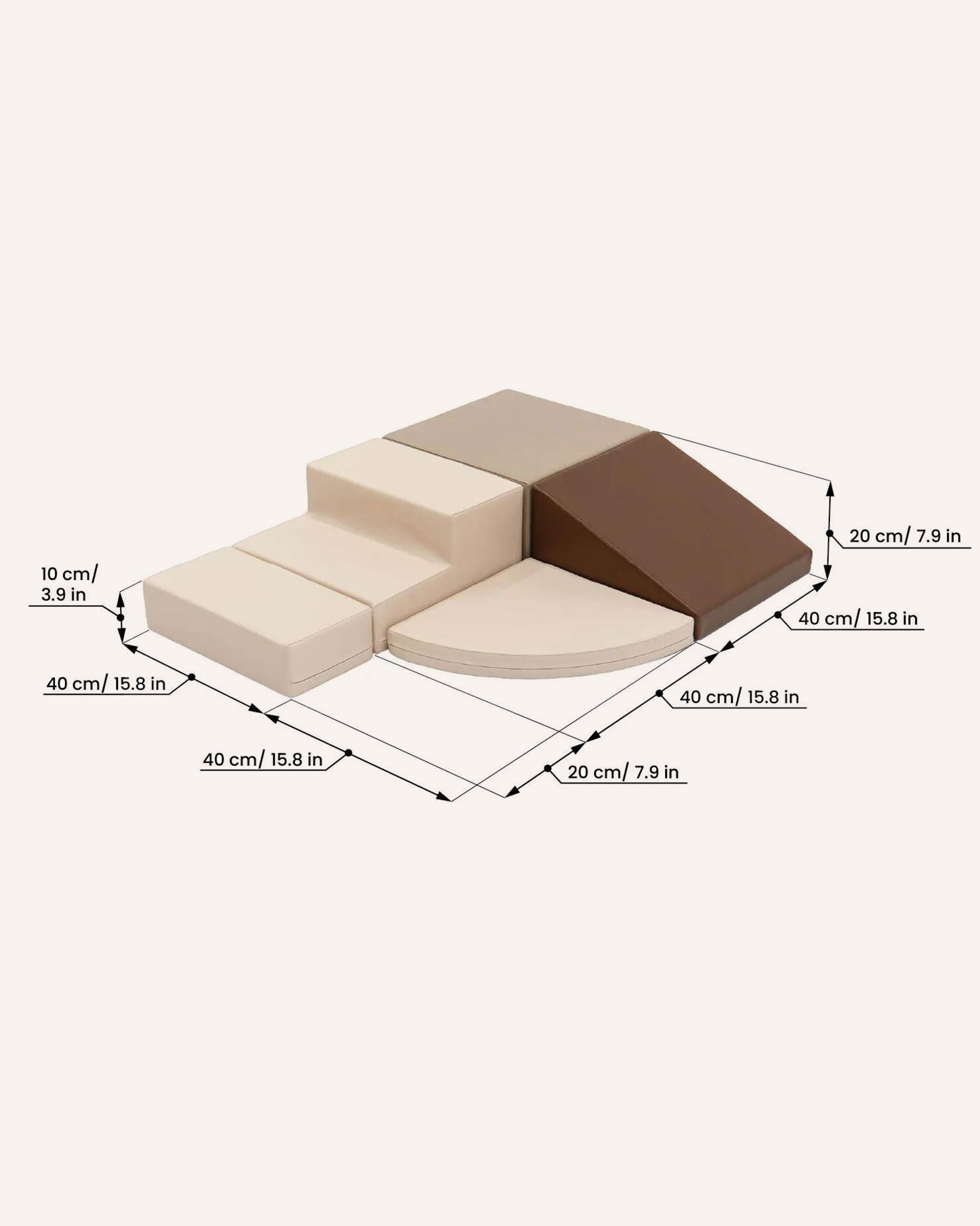 Zachte Foam Bruin & Beige - Hoekklimmer 5-delige Set