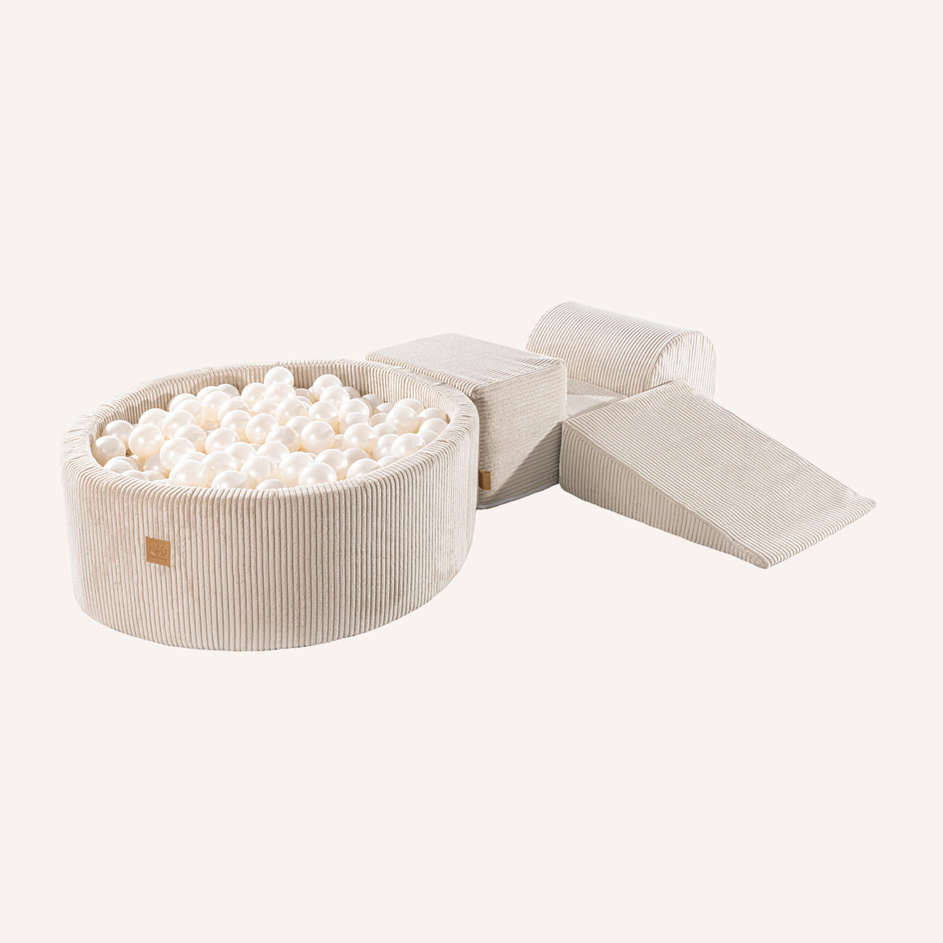 Ecru Speelset met Witte Parel Ballen - Ballenbak