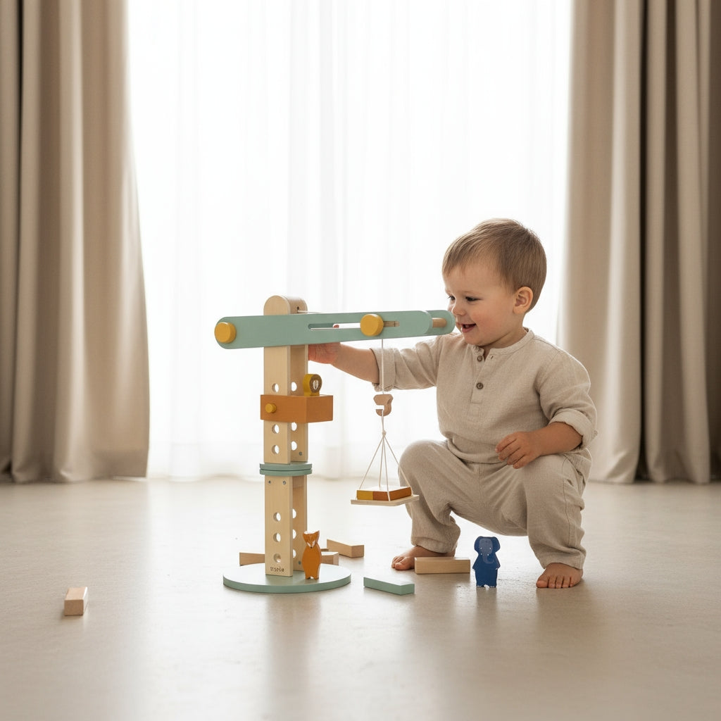 bouwkraan–speelgoedkraan–hijskraan–speelgoed–3-jaar–duurzaam–montessori–educatief–kraan–dieren–cadeau–vanaf-3-jaar