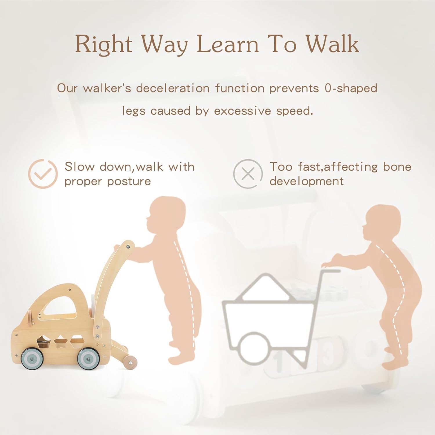 Ergonomic Montessori Wooden Walker